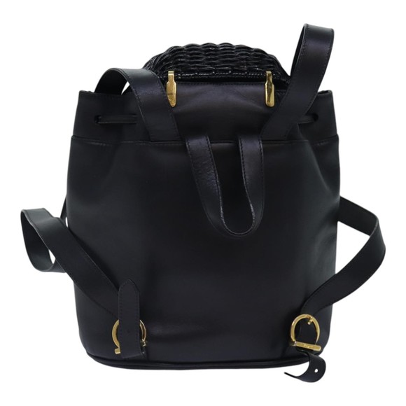 Salvatore Ferragamo Backpack Leather Black Gold Auth 86612 main image 15